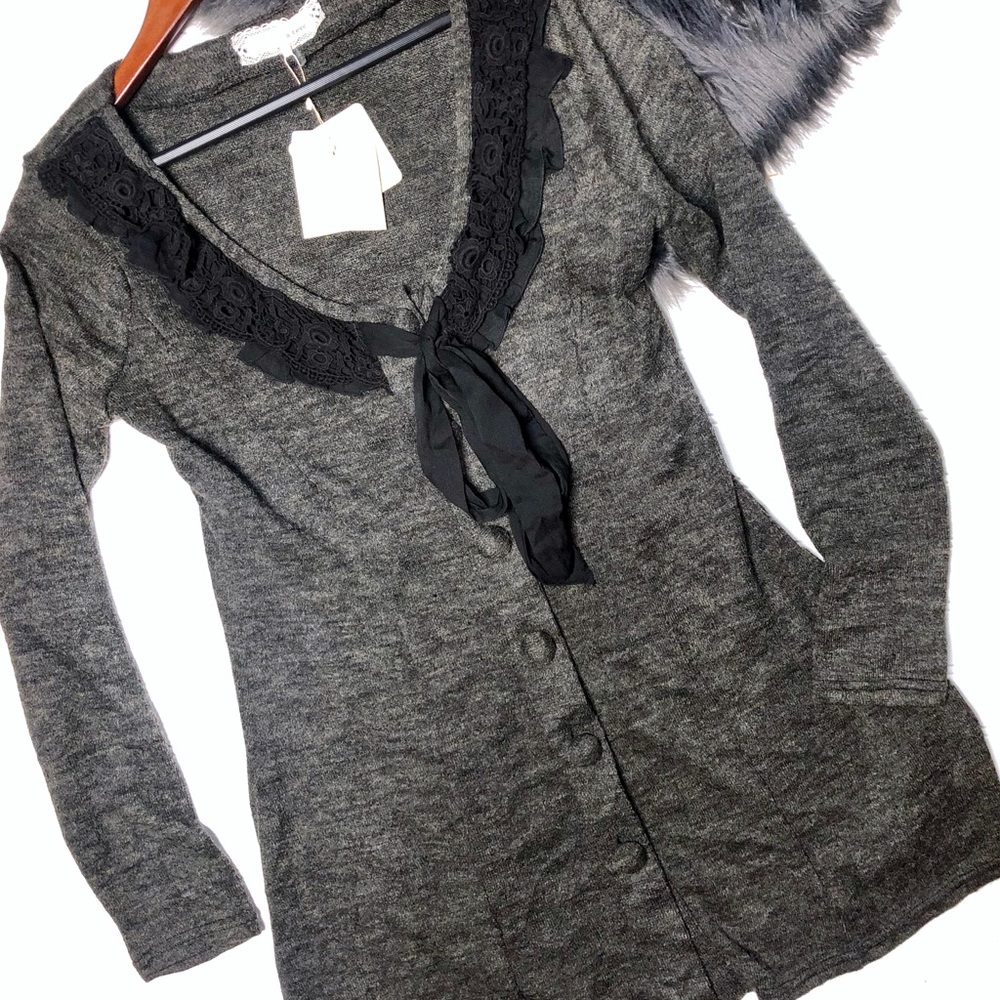 MODCLOTH Gray A’REVE Long Button Cardigan Sweater